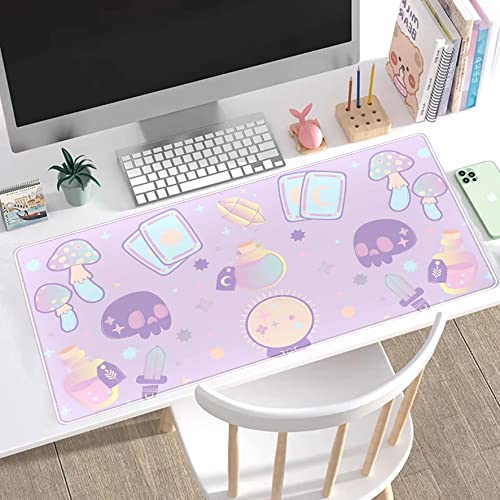DSKGSJH Kawaii Purple Desk Mat,Cute Witchy Elements Mouse Pad, Desk Pad Mystical Goth,XXL Gamig Desktop Mat,Extended Keyboard Mousepad Large for Computer Laptop,Girl Gamer Desk Decor 31.5''x15.7'' - Image 4