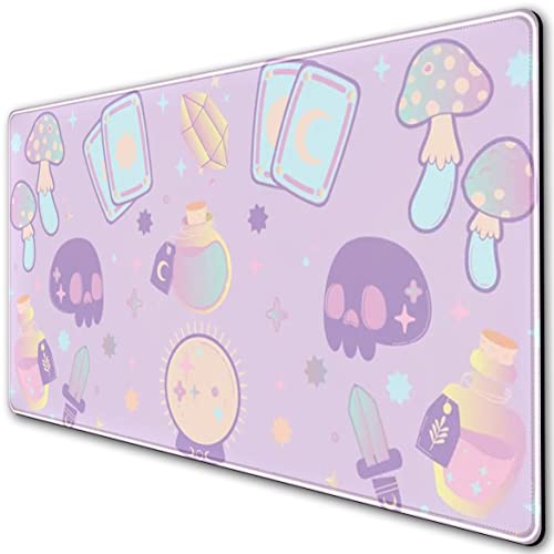 DSKGSJH Kawaii Purple Desk Mat,Cute Witchy Elements Mouse Pad, Desk Pad Mystical Goth,XXL Gamig Desktop Mat,Extended Keyboard Mousepad Large for Computer Laptop,Girl Gamer Desk Decor 31.5''x15.7'' - Image 2