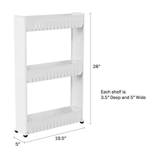 Everyday Home 3 Tier Shelf Rolling Cart - Narrow-Space Kitchen or Bathroom Shelf Organizer Cart - Slim Slide-Out Storage Shelves for Kitchen, Bathroom, Laundry and Pantry - Image 2