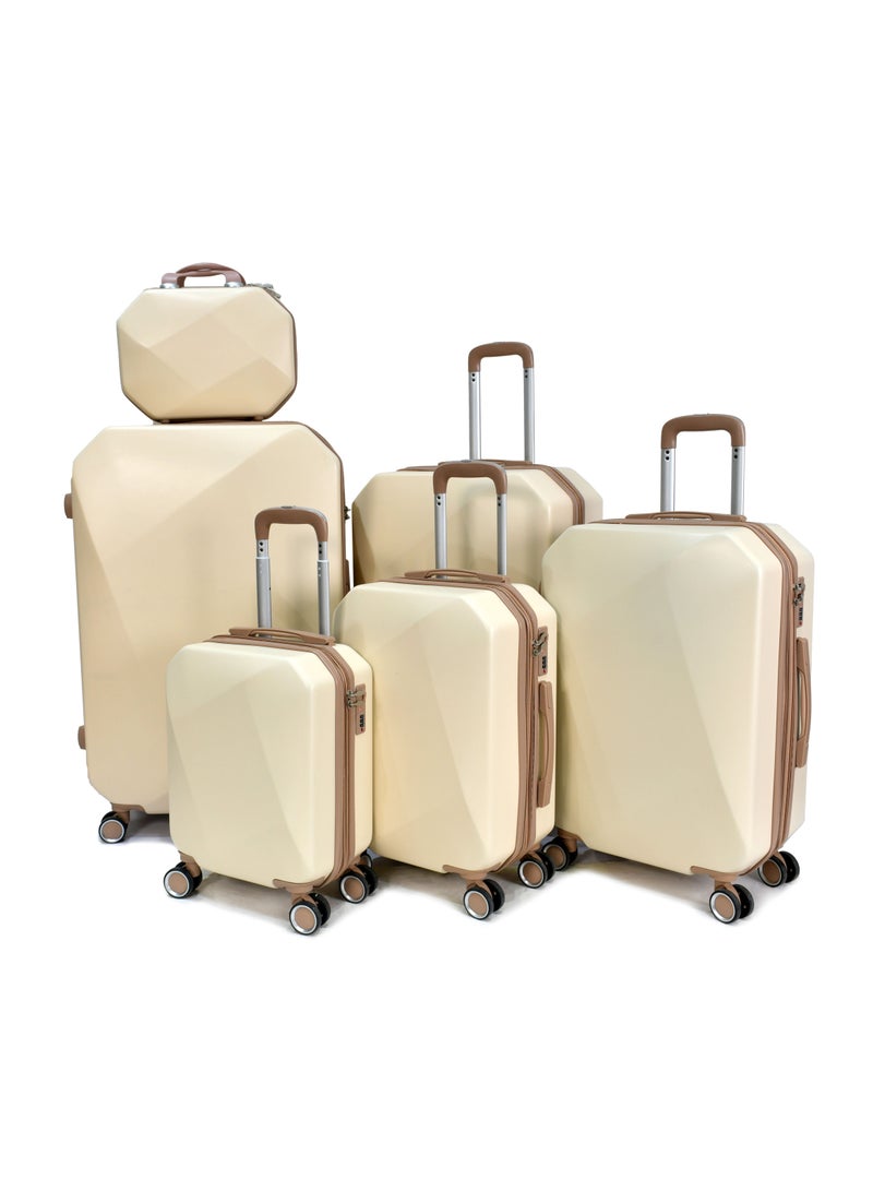 مورانو مجموعة حقائب سفر بعجلات دوارة مكونة من 6 قطع لون بـيج. - Image 1