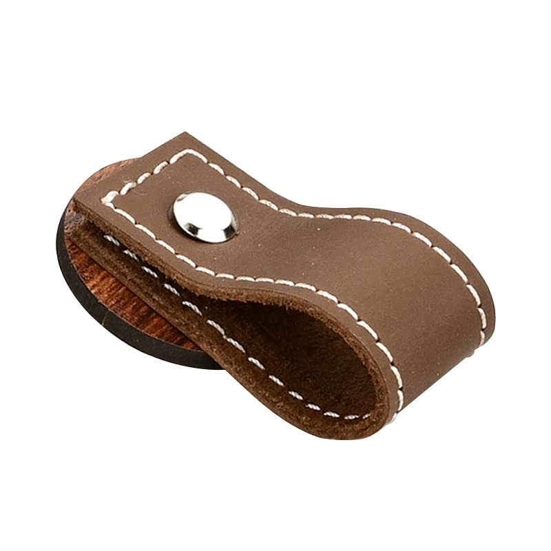 Legacy Genuine Leather Steel CabinetDrawer Puller Pack of 6 pcs Color Brown Size 6 cm x 25 cm SBA 22  - Image 1