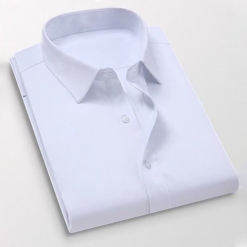 Plus size short-sleeved shirt mens business casual versatile multi-color business wear loose fat brother short-sleeved shirt fat guy shirt Light blue - Image 2