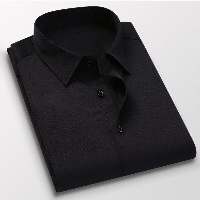Plus size short-sleeved shirt mens business casual versatile multi-color business wear loose fat brother short-sleeved shirt fat guy shirt Light blue - Image 3