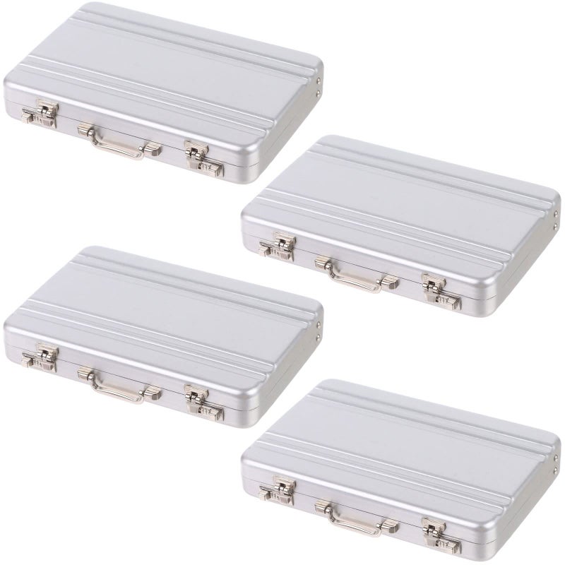 OBANGONG 4 Pcs Mini Cute Password Briefcase Business Card Holder Suitcase Aluminum Business Card Case Metal Credit Card Holder ID Cards Briefcase Gift for Men Woman - Image 2