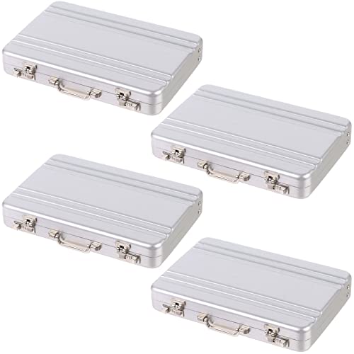OBANGONG 4 Pcs Mini Cute Password Briefcase Business Card Holder Suitcase Aluminum Business Card Case Metal Credit Card Holder ID Cards Briefcase Gift for Men Woman - Image 1