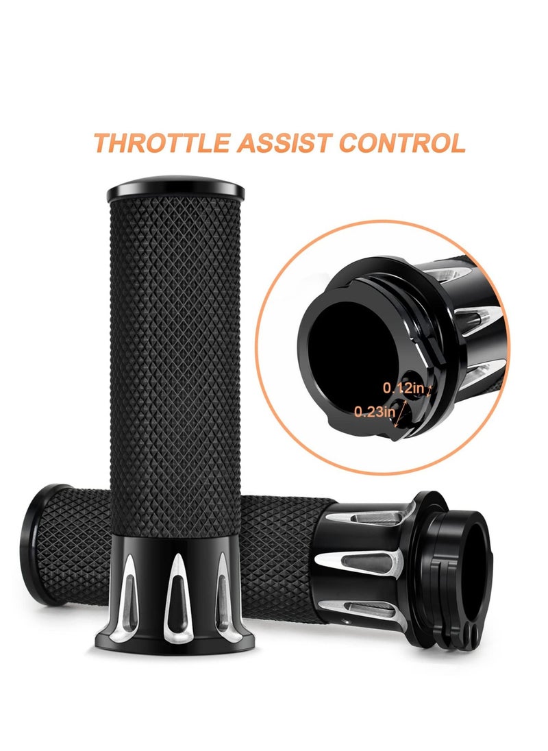 SYOSI Universal Motorcycle Handles Grips, 1" Motorcycle Hand Grips Black Chrome Handlebar Grips Compatible with Harley Touring Honda Yamaha Suzuki Kawasaki  - Image 4