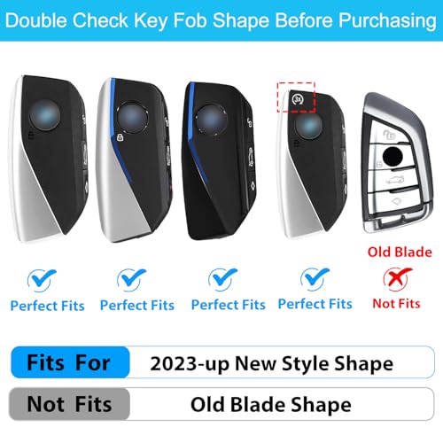 OLLEN Heavy Zinc Alloy Key Fob Cover, Fit for BMW 2023-2025~up New 5/7 Series 740i 760i X1 X2 X3 X5 X6 X7 XM IX IX3 I5 I7 etc, Full Protection Remote Fob Cover with Carbon Fiber Pattern, Silver (1 Pcs) - Image 2