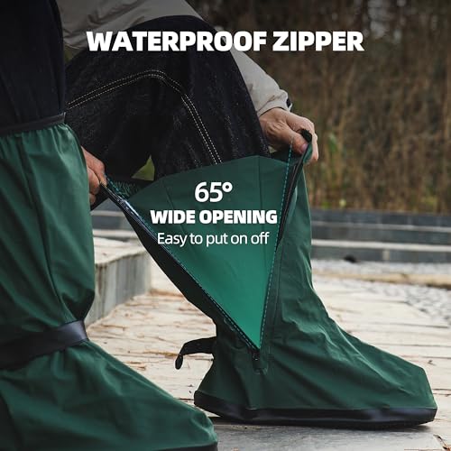 wasserflux Waterproof Reusable Boot Covers for Men & Women, High-Top Slip-Resistant Protectors for Rain, Snow, Outdoor Walking (Green) - Image 4