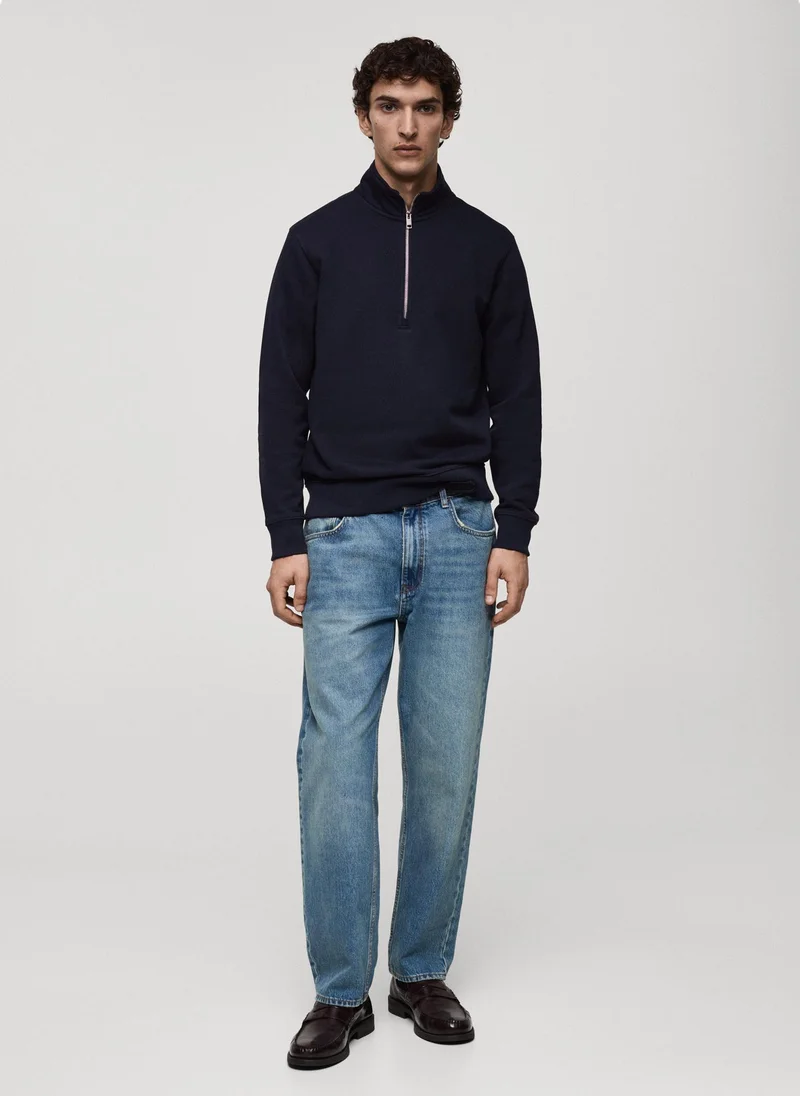 مانجو مان Winny Polo Neck Half Zip Detailed Pullover Sweatshirt
