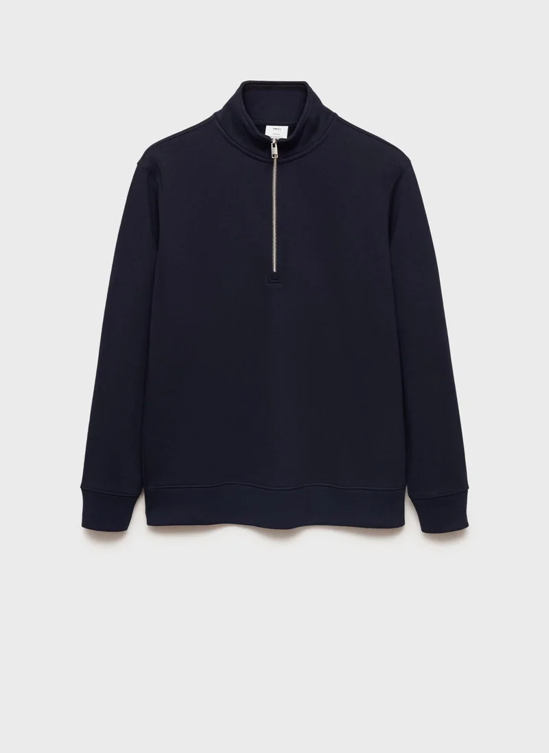 مانجو مان Winny Polo Neck Half Zip Detailed Pullover Sweatshirt