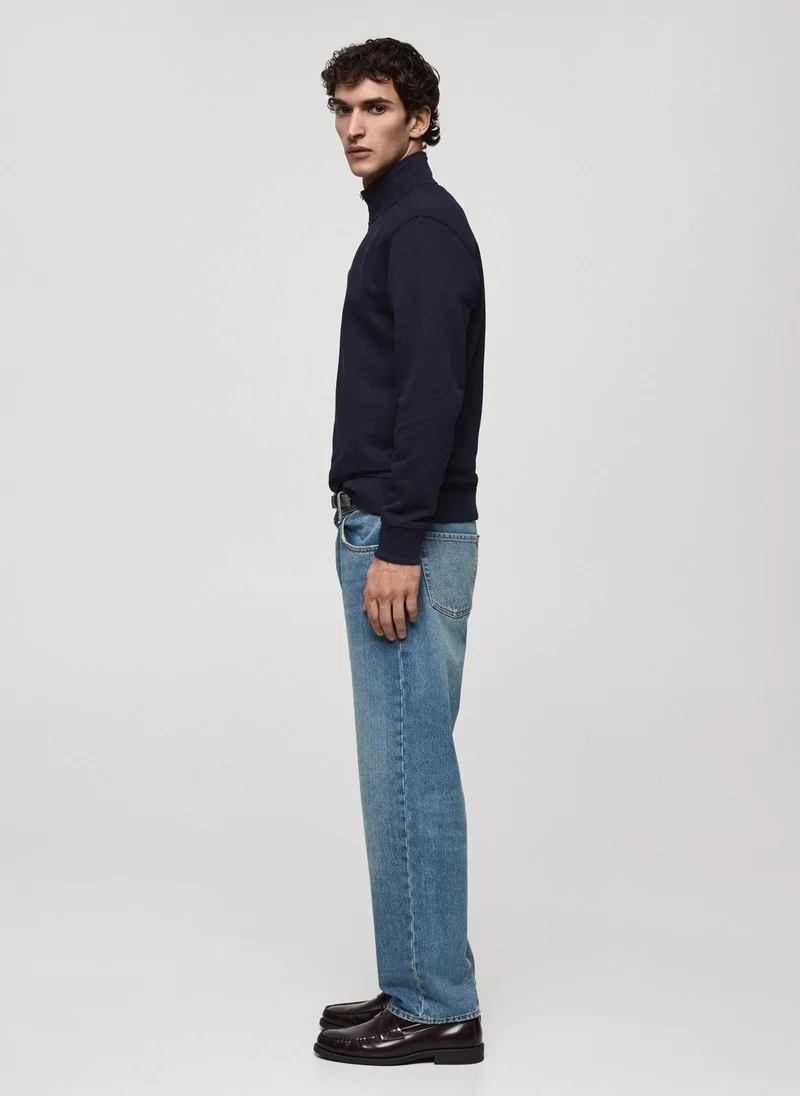 مانجو مان Winny Polo Neck Half Zip Detailed Pullover Sweatshirt