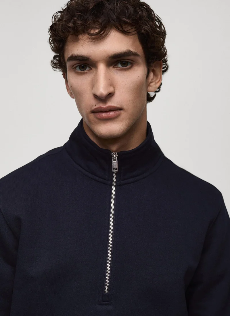 مانجو مان Winny Polo Neck Half Zip Detailed Pullover Sweatshirt
