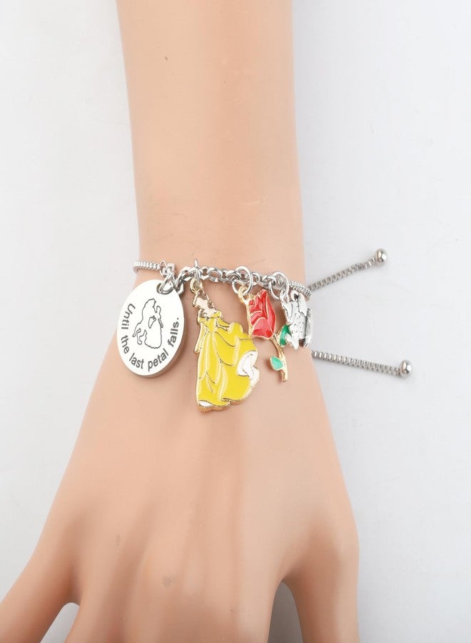 PLITI Princess Inspired Gift Princess Fan Gift Fairy Tales Lover Gifts Until The Last Petal Falls Rose Flower Bracelet (believed petal fall bg) - Image 4