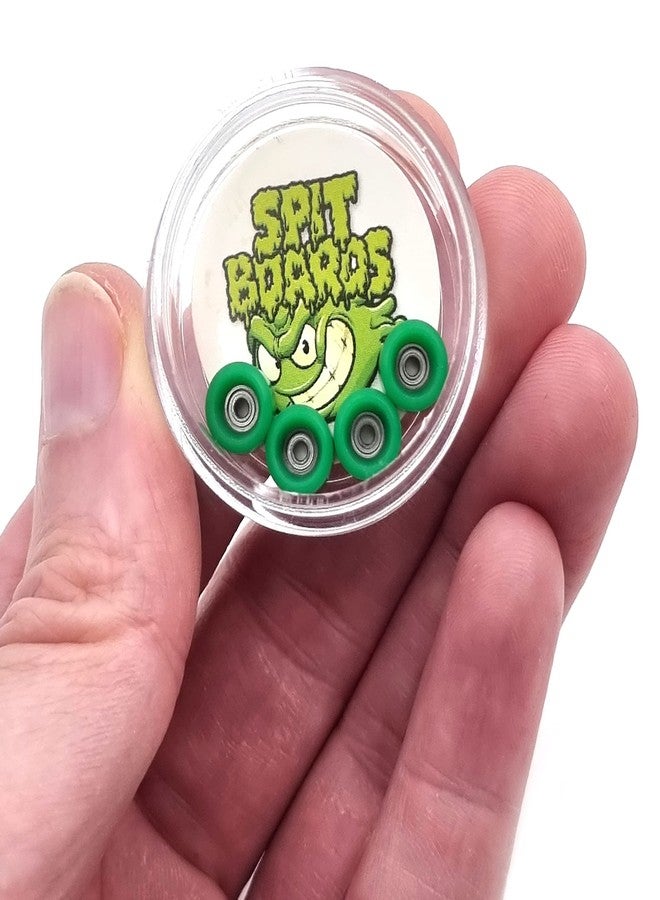 SPITBOARDS® Fingerboard Pro Wheels with Real Ball Bearings, Professional CNC Polyurethan Quality, Street Wheels Shape (Green) - Image 5