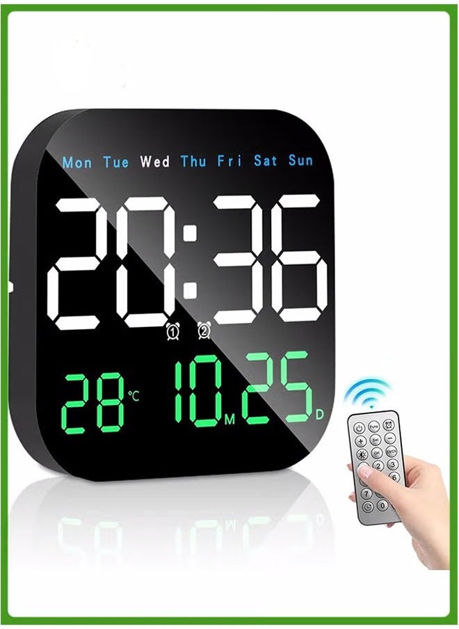 Generic - Digital Wall Clock, LED Digital Clock with Remote Control for Living Room Decoration, Week, Date, Temperature in 3 Colors, Auto Brightness, Standing and Hanging - Image 1