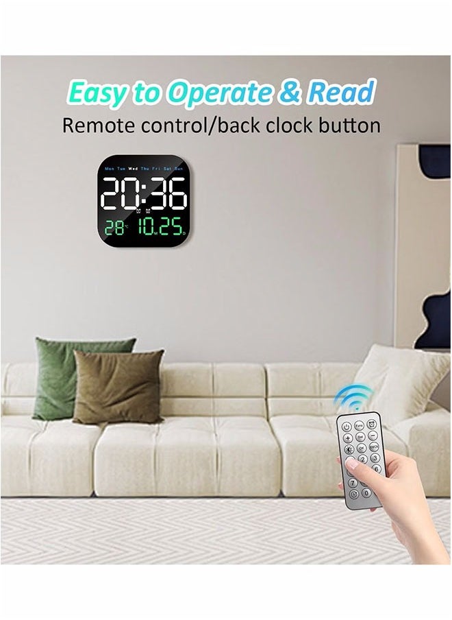 Generic - Digital Wall Clock, LED Digital Clock with Remote Control for Living Room Decoration, Week, Date, Temperature in 3 Colors, Auto Brightness, Standing and Hanging - Image 1