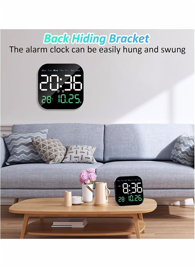 Generic - Digital Wall Clock, LED Digital Clock with Remote Control for Living Room Decoration, Week, Date, Temperature in 3 Colors, Auto Brightness, Standing and Hanging - Image 1