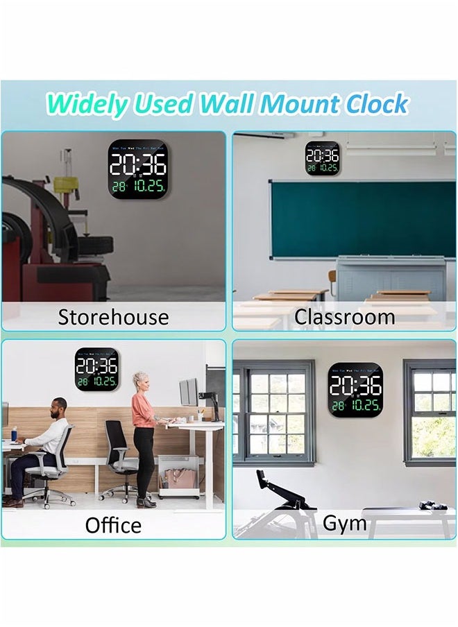 Generic - Digital Wall Clock, LED Digital Clock with Remote Control for Living Room Decoration, Week, Date, Temperature in 3 Colors, Auto Brightness, Standing and Hanging - Image 1