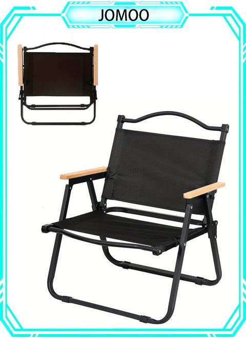 Luxury Camping Folding Chair – Sturdy, Comfortable, and Portable Outdoor Chair with Solid Wood Armrest, Thickened Steel Frame, and 250lbs Load Capacity – Ideal for Camping, Picnic, and Outdoor Adventures