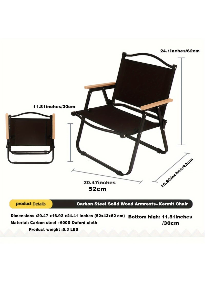 Jomoo - Luxury Camping Folding Chair – Sturdy, Comfortable, and Portable Outdoor Chair with Solid Wood Armrest, Thickened Steel Frame, and 250lbs Load Capacity – Ideal for Camping, Picnic, and Outdoor Adventures - Image 1