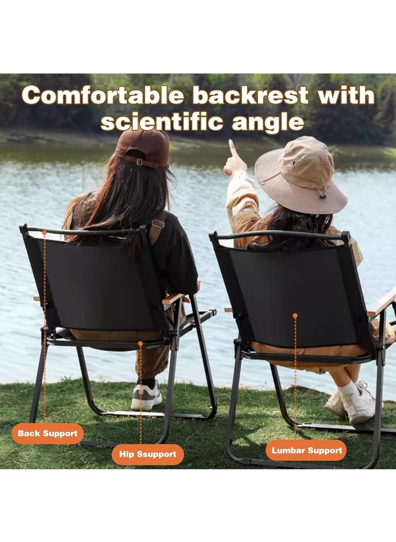 Jomoo - Luxury Camping Folding Chair – Sturdy, Comfortable, and Portable Outdoor Chair with Solid Wood Armrest, Thickened Steel Frame, and 250lbs Load Capacity – Ideal for Camping, Picnic, and Outdoor Adventures - Image 1