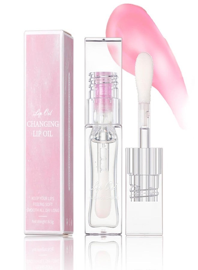 Tiejdhr Magic Color Changing Lip Oil Ph, Glitter Lip Gloss, Upgraded Big Brush Head Moisturizing Lip Oil Long Lasting Nourishing Lip Glow Oil Non-Sticky Primer Lip Tint (# 06, 0.3 Oz) - Image 1