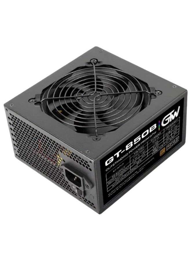 850W ATX Power Supply 80 Plus Bronze Certified Black PSU – GTW GT-850B Gaming PC Power Supply with 120mm Silent Fan & Full Protection - Image 1