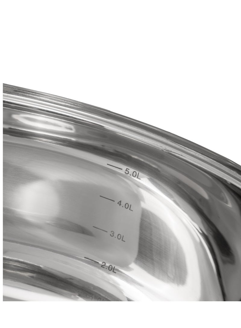 Fissman Stockpot with Glass Lid 24x14.5cm / 6.5 Liter with Measuring Mark, Stainless Steel Stockpot Felina Series | Stay-cool Handle | Induction Ready | Dishwasher Safe | Compatible with All Stovetops - Image 2
