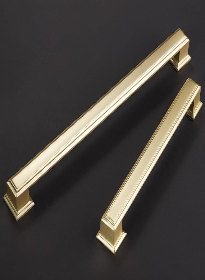 COTYKILEY 6 Pack 10 Inch(256mm) Brushed Brass Cabinet Handles Gold Kitchen Cabinet Pulls Cabinet Door Handles Kitchen Cabinet Hardware Cupboard Drawer Pulls Dresser Handles - Image 3