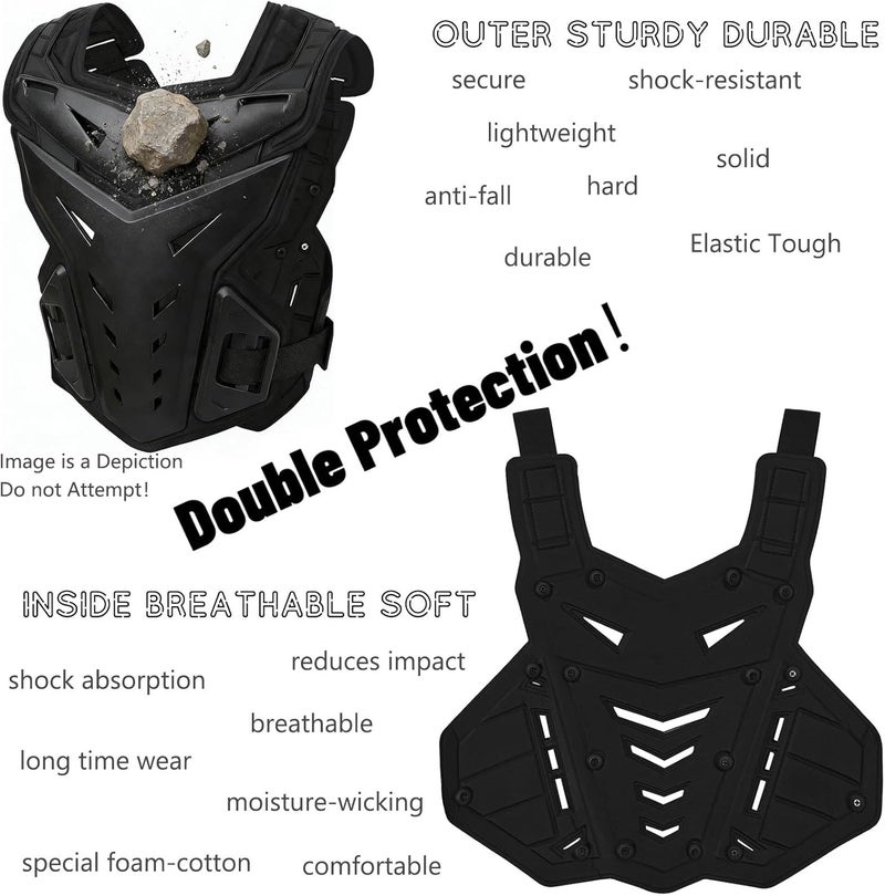 PETA Motorcycle Armor Body Guard Vest, Street Bike Riding Off-Road Racing Cycling Skiing Motocross Adult Chest Protector - Image 5