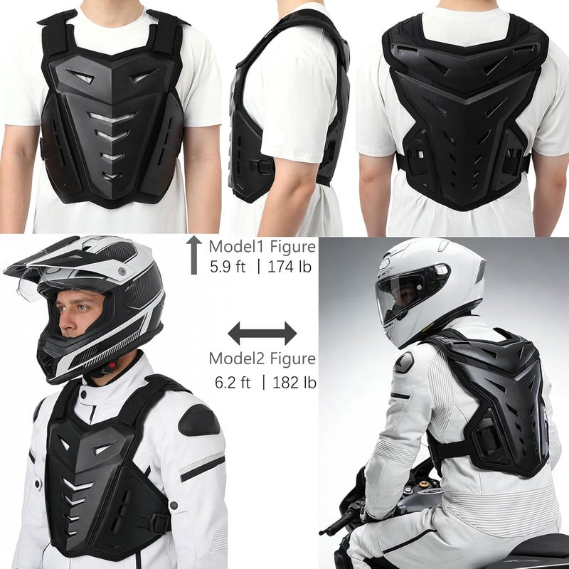 PETA Motorcycle Armor Body Guard Vest, Street Bike Riding Off-Road Racing Cycling Skiing Motocross Adult Chest Protector - Image 2