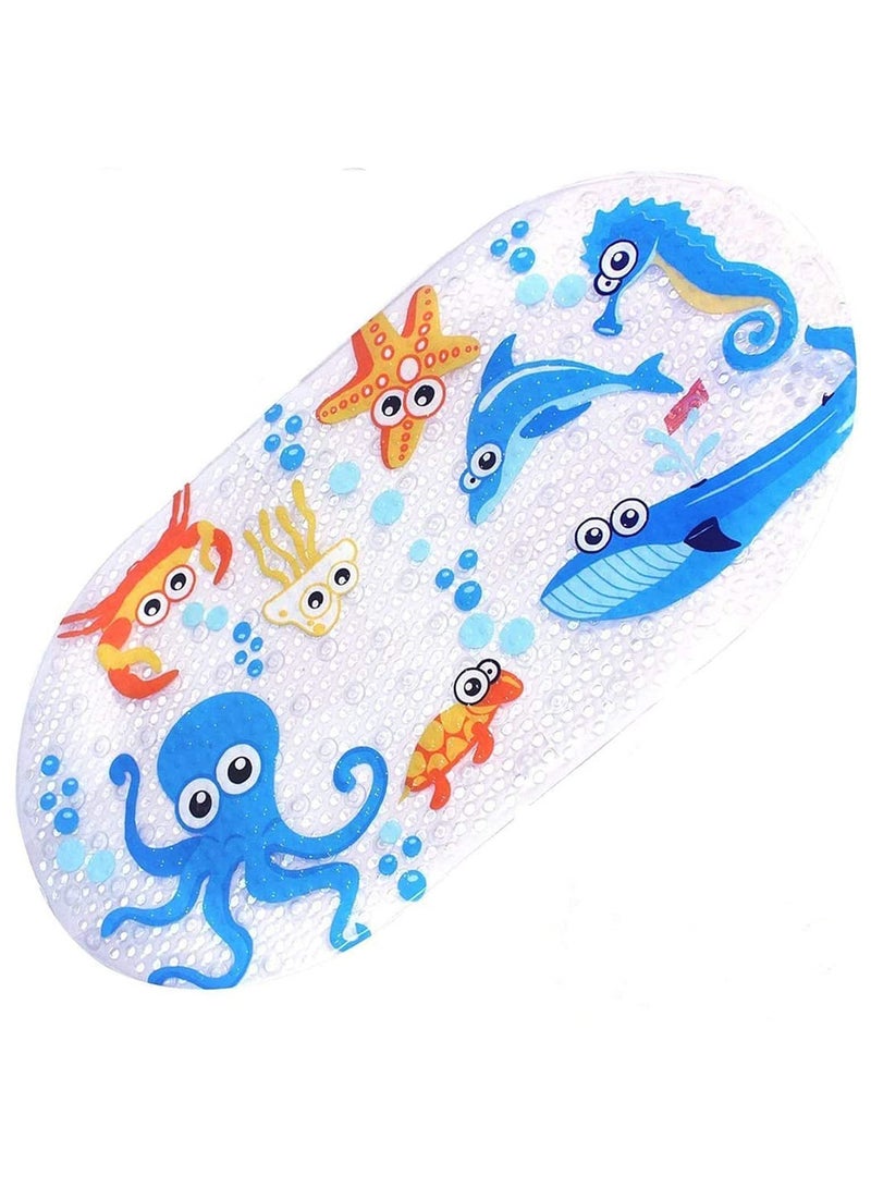 1PCS Baby Bath Mats Non-Slip Anti-Mould Cartoon Shower Mat for Kids & Toddlers Safety Bathroom Bathtub Mat with Suction Cups Eco-Friendly PVC- 69 x 39 cm - Image 1