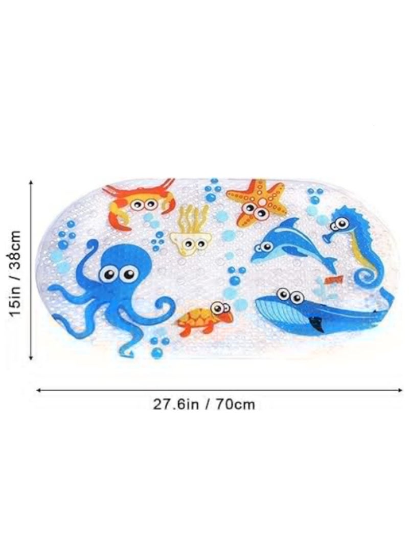 1PCS Baby Bath Mats Non-Slip Anti-Mould Cartoon Shower Mat for Kids & Toddlers Safety Bathroom Bathtub Mat with Suction Cups Eco-Friendly PVC- 69 x 39 cm - Image 2