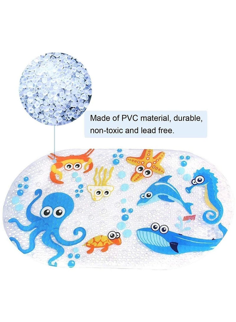 1PCS Baby Bath Mats Non-Slip Anti-Mould Cartoon Shower Mat for Kids & Toddlers Safety Bathroom Bathtub Mat with Suction Cups Eco-Friendly PVC- 69 x 39 cm - Image 3