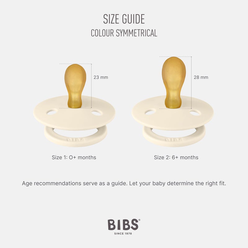 BIBS Colour Symmetrical Glow Pacifiers Pack of 2, BPA Free, Glow in the Dark Symmetrical Natural Rubber/Latex, Made in Denmark. Size 2 (6-18 Months), Sage Glow/Cloud Glow - Image 2