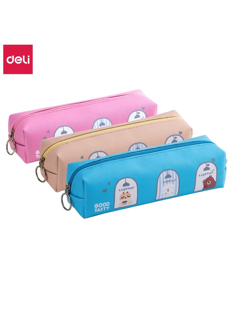 Deli EH914 19脳5脳5cm Pencil Pouch Blue/Pink/Beige 鈥?Ideal for School, Office, and Travel - Image 5