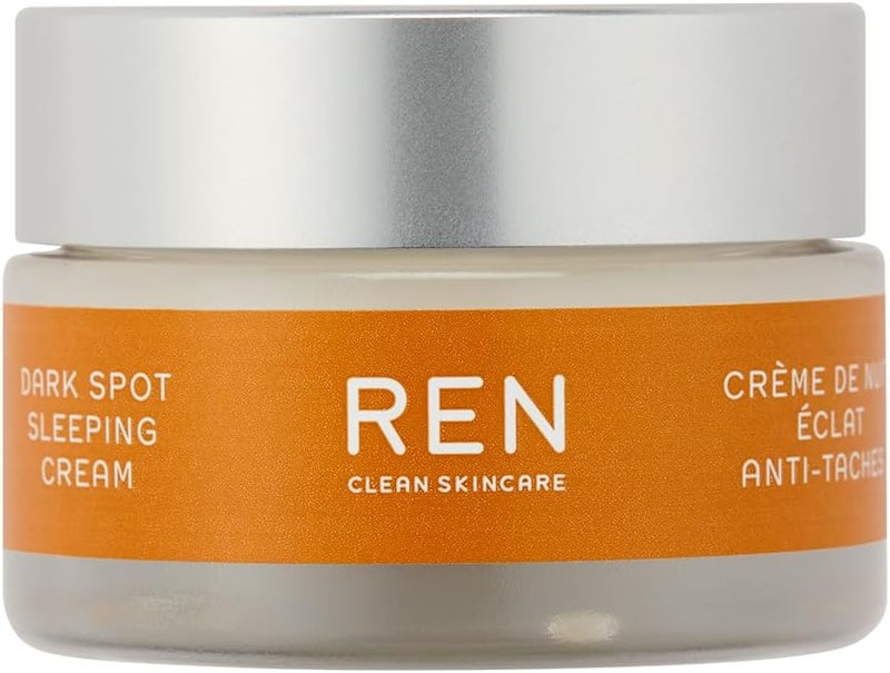 REN Clean Skincare Overnight Glow Dark Spot Sleeping Cream Reduce Hyperpigmentation Hydrating Brightening Facial Moisturiser Algae Complex with Glycogen Step 4 Moisturise