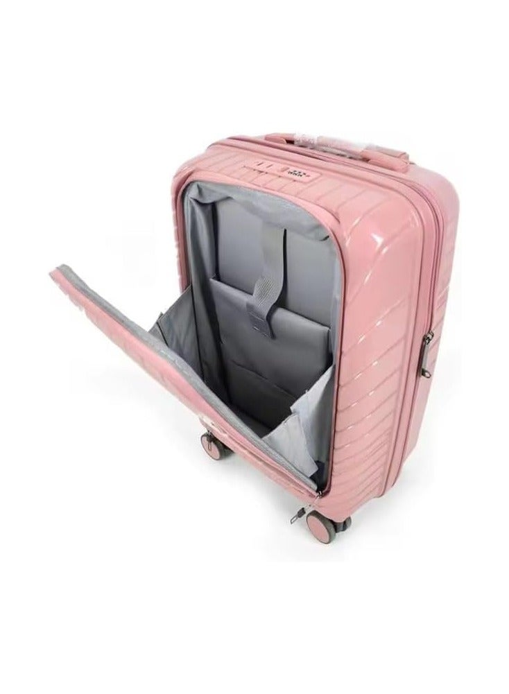 4 PCS TROLLEY LUGGAGE ALUMINUM FRAME POLY CARBON MATERIAL, LUGGAGE SUITCASE SET AND CABIN LUGGAGE BAG SET PINK COLOUR