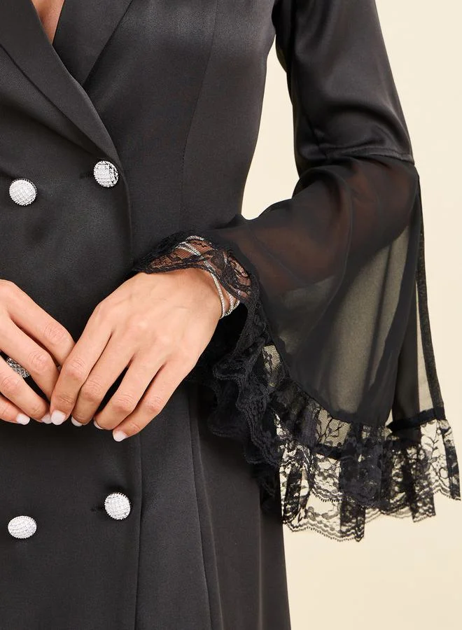 Styli Lace Cuff Blazer Dress
