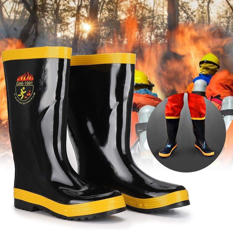 comfrt Safety Boots, Fire Fighting Rescue Rubber Boots Non-Slip High Temperature Resistance Rubber Safety Shoes for Firefighter (40) - Image 5