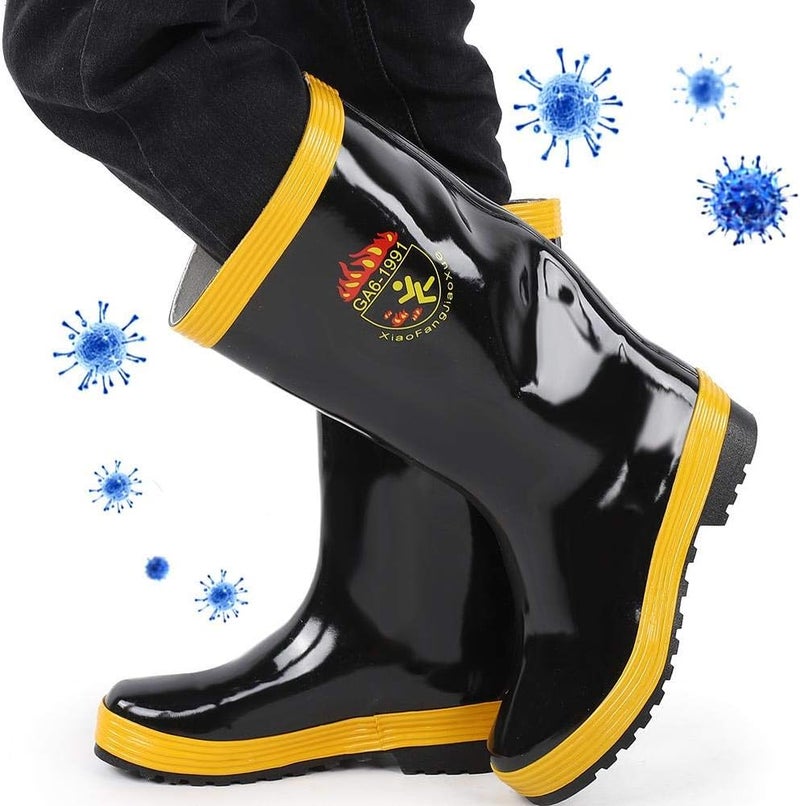 comfrt Safety Boots, Fire Fighting Rescue Rubber Boots Non-Slip High Temperature Resistance Rubber Safety Shoes for Firefighter (40) - Image 2