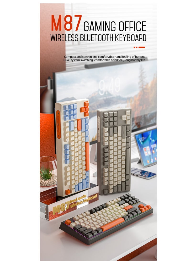 GULFLINK M87 Wireless Gaming Bluetooth Keyboard Rainbow Backlight Computer RGB Keyboard  - Image 3