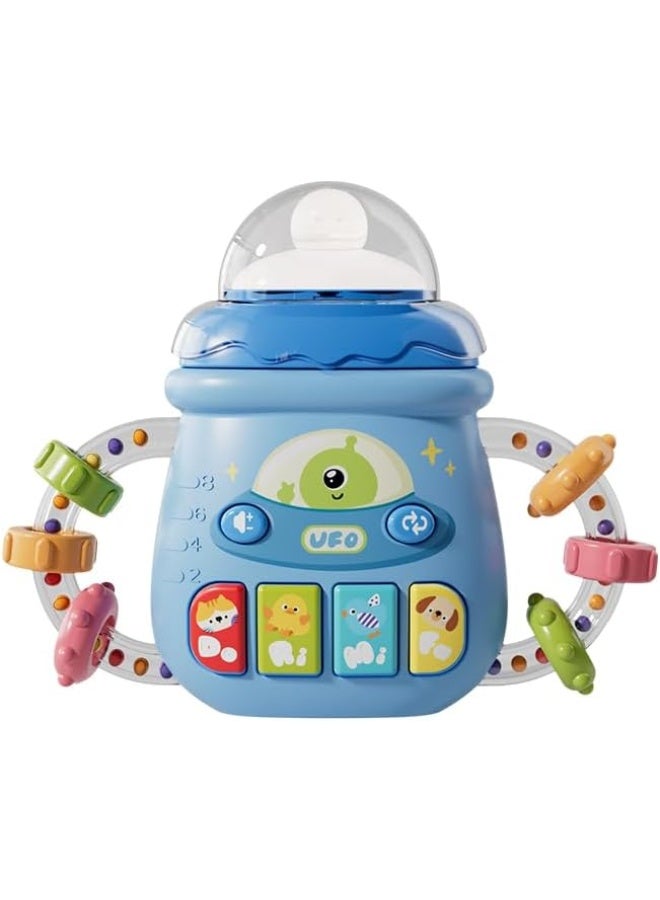 Toddlers Baby Musical Toy 18M+ Cute Bottle Light Up Music Toys, Soft Teething Bottle Toys, Early Learning Educational Infant Music Rattle Girl Boy Birthday Gift Toy for 1 2 3 Years Old (Blue) - Image 1