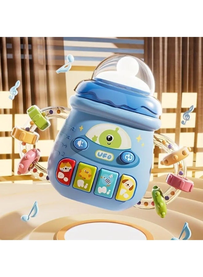 Toddlers Baby Musical Toy 18M+ Cute Bottle Light Up Music Toys, Soft Teething Bottle Toys, Early Learning Educational Infant Music Rattle Girl Boy Birthday Gift Toy for 1 2 3 Years Old (Blue) - Image 2