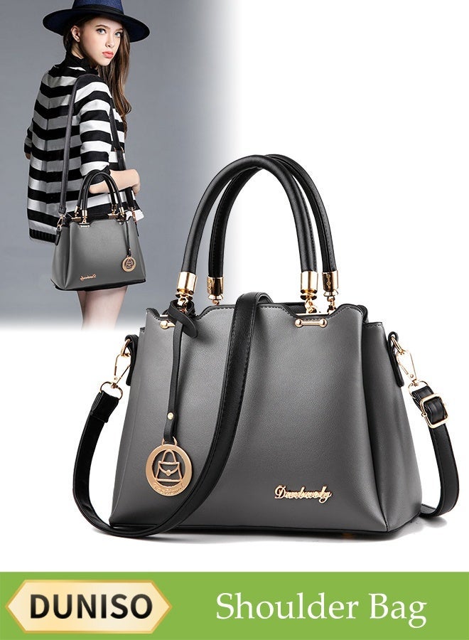 DUNISO Women PU Leather Satchel HandbagCrossbody Handbag Shoulder Bag for WomenElegant Floral Pattern HandbagWomen Fashion Faux Leather Shoulder BagTrendy Double Handle PurseSmall Totes - Image 1