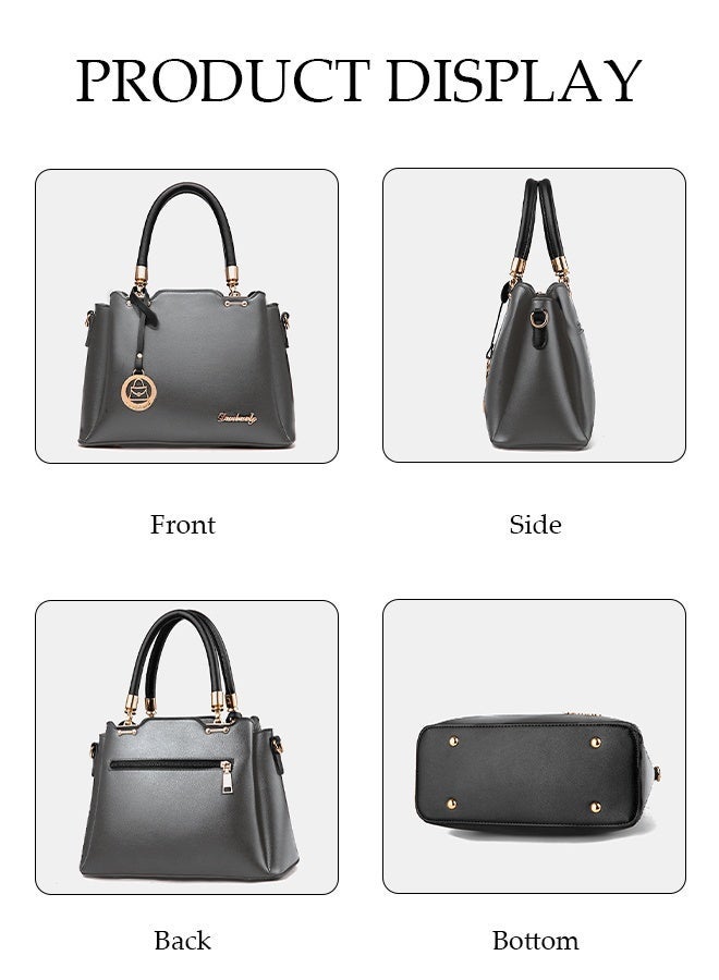 DUNISO Women PU Leather Satchel HandbagCrossbody Handbag Shoulder Bag for WomenElegant Floral Pattern HandbagWomen Fashion Faux Leather Shoulder BagTrendy Double Handle PurseSmall Totes - Image 3