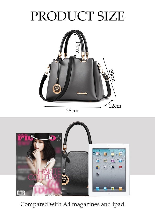 DUNISO Women PU Leather Satchel HandbagCrossbody Handbag Shoulder Bag for WomenElegant Floral Pattern HandbagWomen Fashion Faux Leather Shoulder BagTrendy Double Handle PurseSmall Totes - Image 2