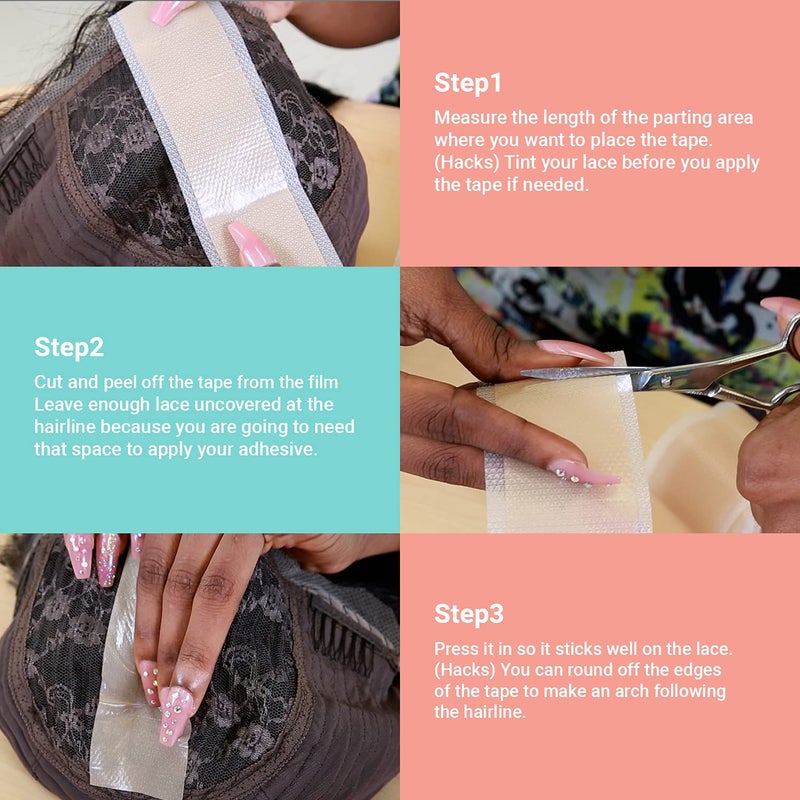 STUDIO LIMITED Fake Scalp Tape Lace Wig Grids and Knots Eraser Silicone Melting Tape, Bye Bye Lace Grid HD Natural Hide Cover Skinlike Durable Breathable Reusable Ultra-Thin Non-Slip Tape (Natural) - Image 2