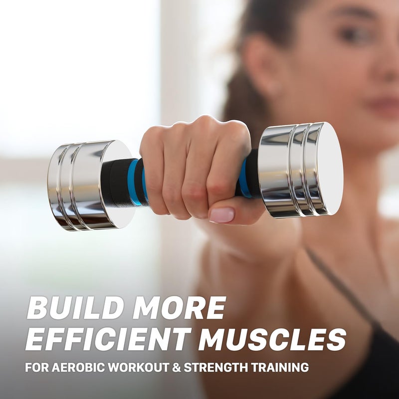 Northdeer Hand Weight Set of 2 for Women 5lb Pair (3lb/4lb/5lb) Adjustable Dumbbells with Foam Handles Chrome Home Exercise Gym Workout (Standard-Finish 5lbÃ—2) - Image 4