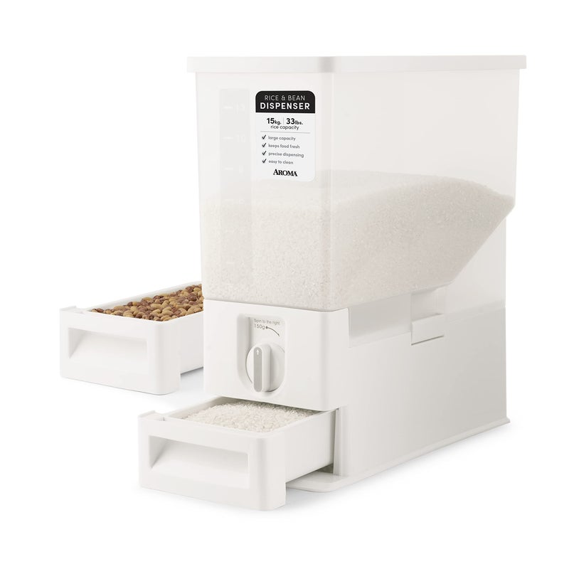 Aroma AROMA XL 33Pound Rice Dispenser and Countertop Beans or Grain Storage Bin with Automatic Measuring Funnel ARD133 